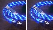 LOT DE 2 Cable IPhone LED BLEU