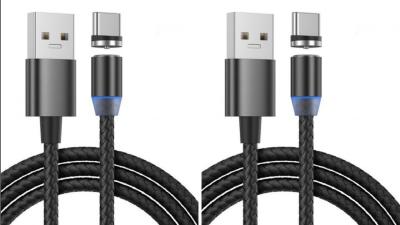 LOT DE 2 Cable Type-c Magnétique nylon NOIR 1M