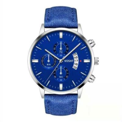 Montre Homme Date Cuir Sport Bracelet Acier Inoxydable Imperméable