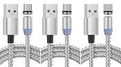 LOT DE 3 Cable Type-c Magnétique nylon GRIS 1M