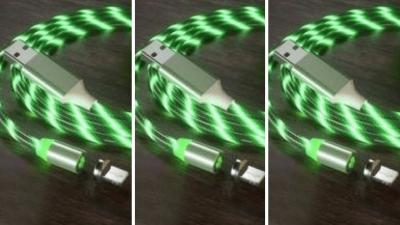 LOT DE 3 Cable IPhone LED VERT