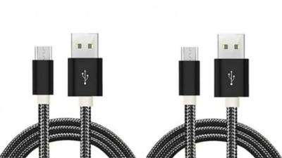 LOT DE 2 CÂBLE USB TYPE-C Nylon NOIR 1M