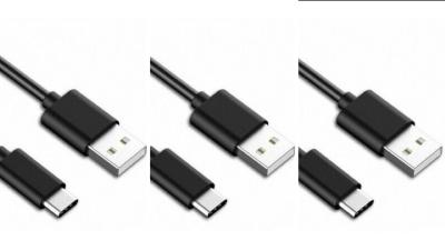LOT DE 3 CÂBLE USB TYPE-C NOIR 1 M