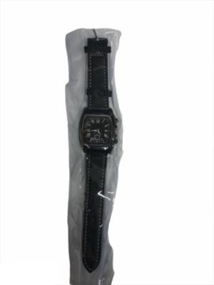 Montre Homme carré Chic Date Cuir Bracelet Acier Inoxydable Imperméable