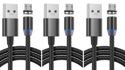 LOT DE 3 Cable IPhone Nylon Magnétique NOIR