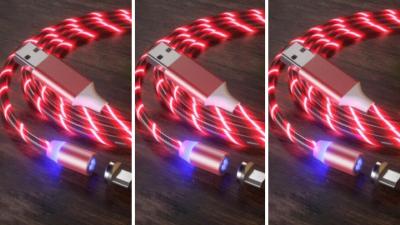 LOT DE 3 Câble Micro USB Magnétique led ROUGE