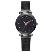 Montre avec cadran a diamants Élégante Bracelet Milanais  Inoxydable Fermeture Aimantée Pour Femme