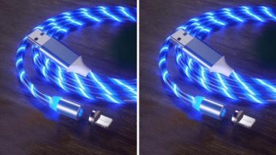 LOT DE 2 Cable IPhone LED BLEU