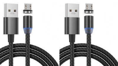 LOT DE 2 Cable micro-USB Magnétique nylon NOIR 1M
