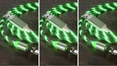 LOT DE 3 Câble Micro USB Magnétique led VERT