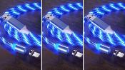 LOT DE 3 Cable IPhone LED BLEU