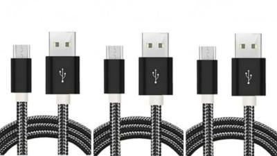 LOT DE 3 CÂBLE USB TYPE-C Nylon NOIR 1M