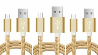 LOT DE 3 CÂBLE USB TYPE-C Nylon GOLD 1M