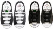 Lot de 2 paires Lacets  Silicone  Elastiques Pour Chaussure Baskets  Adulte Noir  et blanc