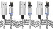 LOT DE 3 Cable IPhone Nylon Magnétique GRIS