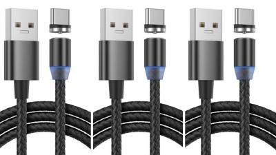 LOT DE 3 Cable Type-c Magnétique nylon NOIR 1M