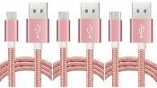 LOT DE  3 CÂBLE USB TYPE-C Nylon ROSE 3M
