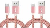 LOT DE 2 CÂBLE USB TYPE-C Nylon ROSE 2M