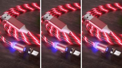 LOT DE 3 Cable IPhone LED ROUGE
