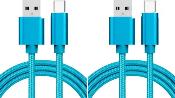 LOT DE 2 CÂBLE USB TYPE-C Nylon BLEU 1 M