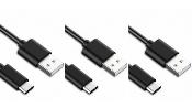 LOT DE 3 CÂBLE USB TYPE-C NOIR 2 M