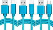 LOT DE 3 CÂBLE USB TYPE-C Nylon BLEU 2 M