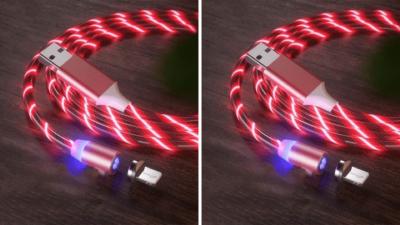 LOT DE 2 Cable IPhone LED ROUGE