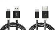 LOT DE 2 CÂBLE USB TYPE-C Nylon NOIR 1M