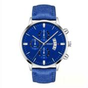 Montre Homme Date Cuir Sport Bracelet Acier Inoxydable Imperméable