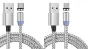 LOT DE 2 Cable Type-c Magnétique nylon GRIS 1M