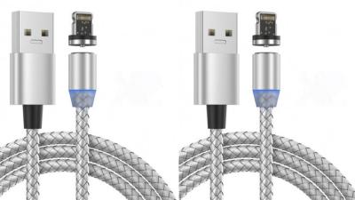 LOT DE 2 Cable IPhone Nylon Magnétique GRIS