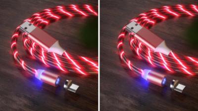 LOT DE 2 Câble Type-c Magnétique led ROUGE