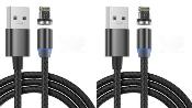 LOT DE 2 Cable IPhone Nylon Magnétique NOIR