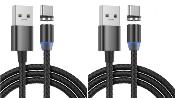 LOT DE 2 Cable Type-c Magnétique nylon NOIR 1M