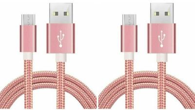 LOT DE 2 CÂBLE USB TYPE-C Nylon ROSE 2M