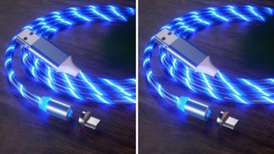 LOT DE 2 Câble Type-c Magnétique led BLEU