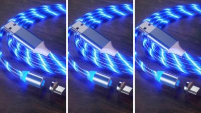 LOT DE 3 Câble Type-c Magnétique led BLEU