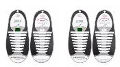 Lot de 2 paires  Lacets Silicone  Elastiques Pour Chaussure Baskets  Adulte Blanc