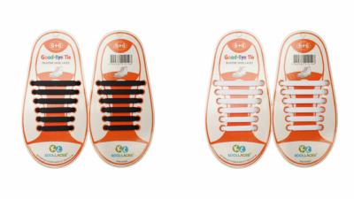 Lot de 2 paires Lacets Silicone  Elastiques Pour Chaussure Baskets  Enfants Noir et Blanc