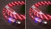LOT DE 2 Cable IPhone LED ROUGE