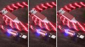LOT DE 3 Cable IPhone LED ROUGE