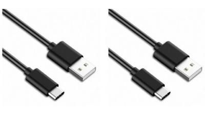 LOT DE 2 CÂBLE USB TYPE-C  NOIR 2M