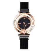 Montre avec cadran pivotant Élégante Pour Femme Bracelet Milanais Inoxydable Fermeture Aimantée