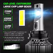 2 Ampoules H7 LED 6500k 22000 lumens  Voiture Headlight Feux Phare Lampe Xénon