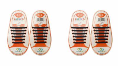 Lot de 2 paires Lacets Silicone  Elastiques Pour Chaussure Baskets  Enfants Noir