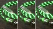 LOT DE 3 Câble Micro USB Magnétique led VERT