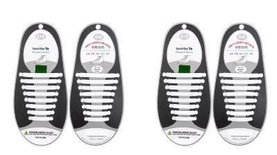 Lot de 2 paires  Lacets Silicone  Elastiques Pour Chaussure Baskets  Adulte Blanc